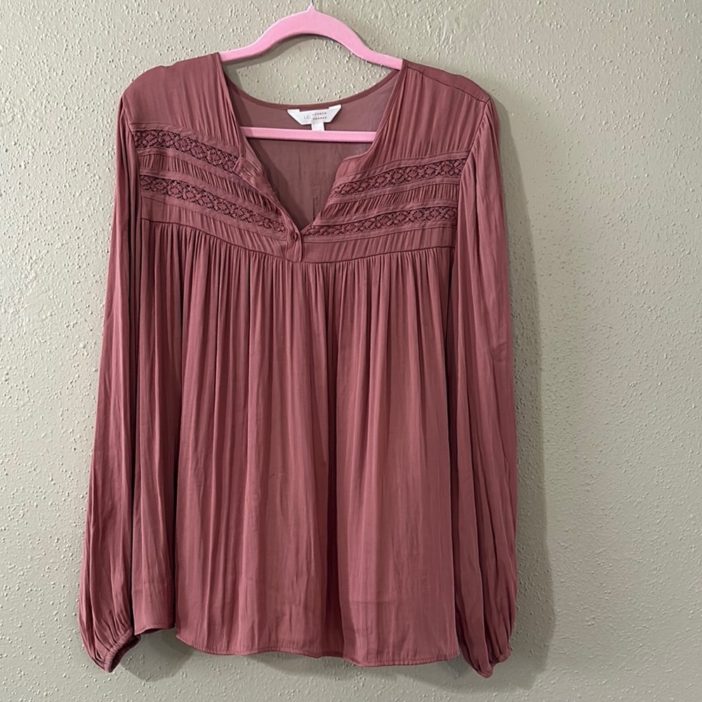LC Lauren Conrad Pink Pleated Blouse
